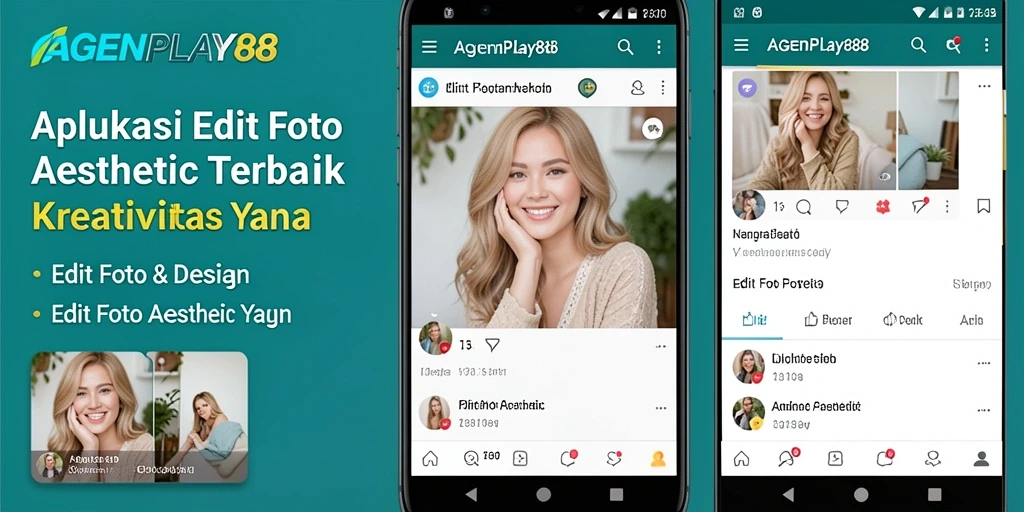 Tampilan antarmuka AGENPLAY88 dengan fitur pengeditan foto aesthetic.