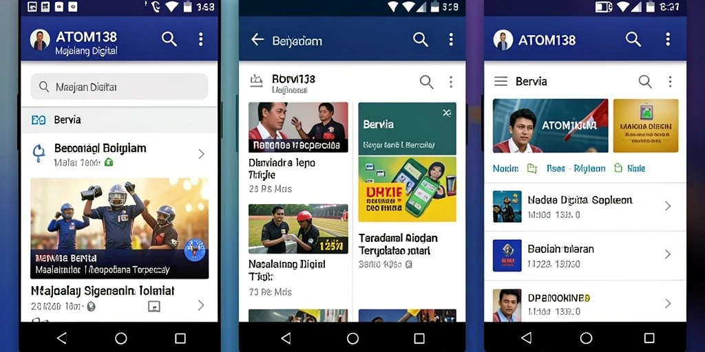 Antarmuka ATOM138 yang menarik dengan berbagai opsi berita.