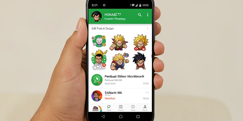 Antarmuka HOKAGE77 yang sederhana untuk membuat stiker WhatsApp.