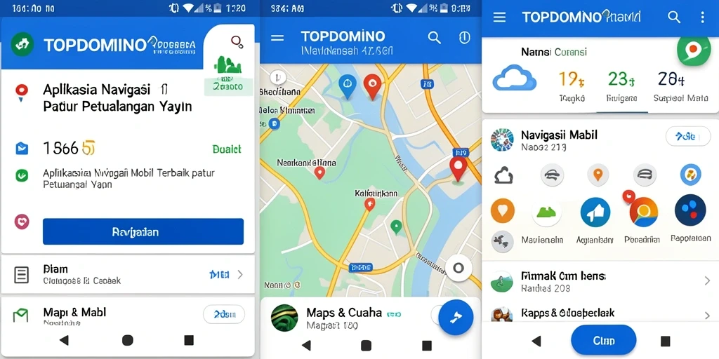 Tampilan antarmuka aplikasi TOPDOMINO yang user-friendly untuk navigasi mobil.