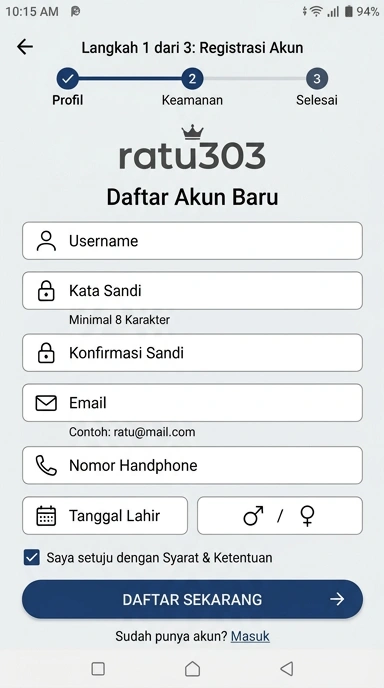Registrasi Akun Baru Ratu303 untuk Pengguna Android